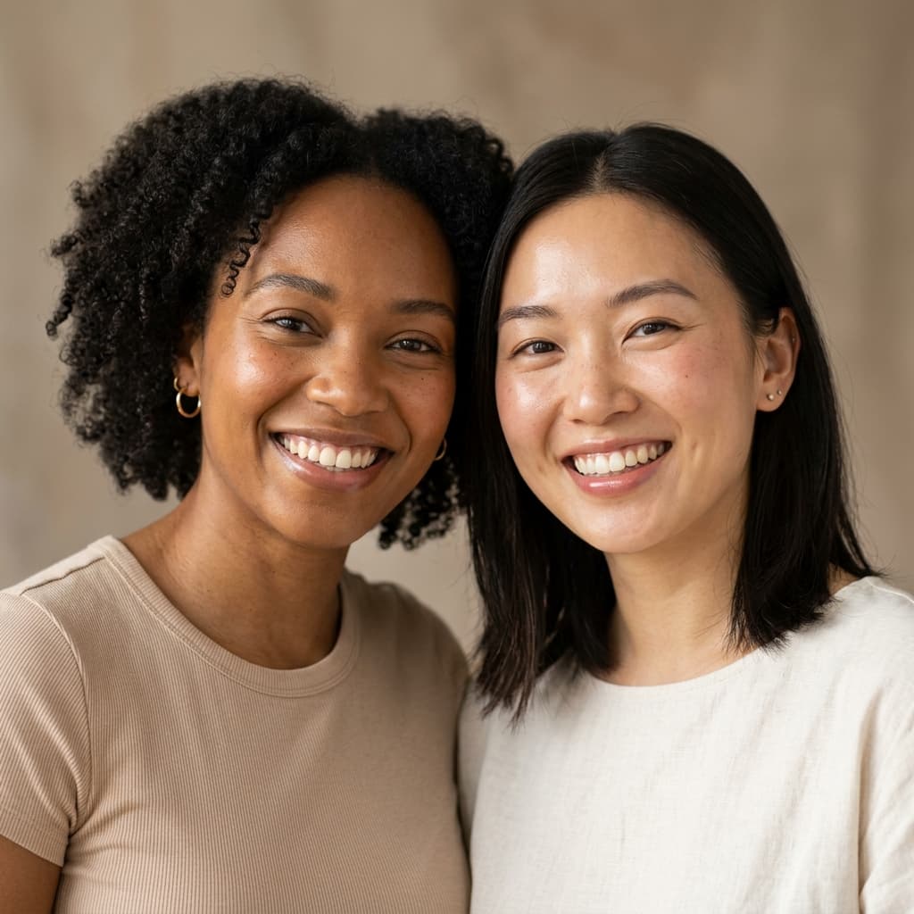 Models smiling