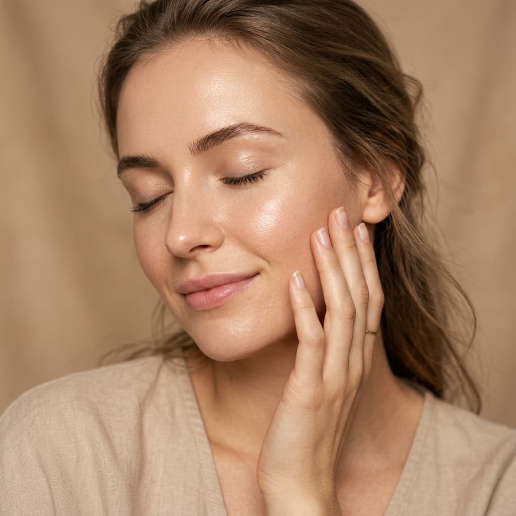 Model close-up glowing skin